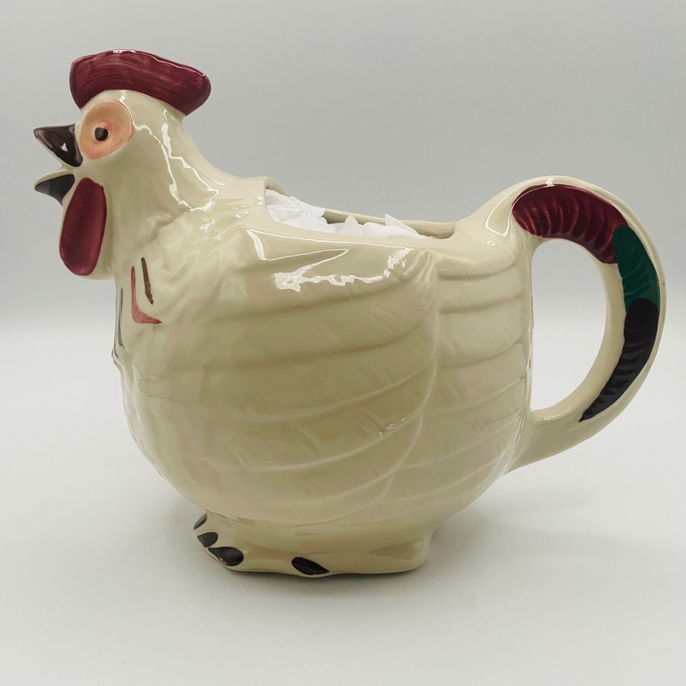 Vtg Chanticleer USA Shawnee Pottery Rooster‎ Pitcher Ivory Ceramic Farmhouse - Picture 4 of 6